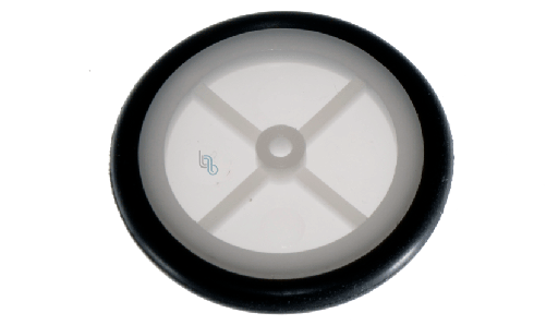 [W-28x3.5WHITE] .Rueda de plastico con jebe eje media luna 3mm para mini motor reductor (W-34X6POL)