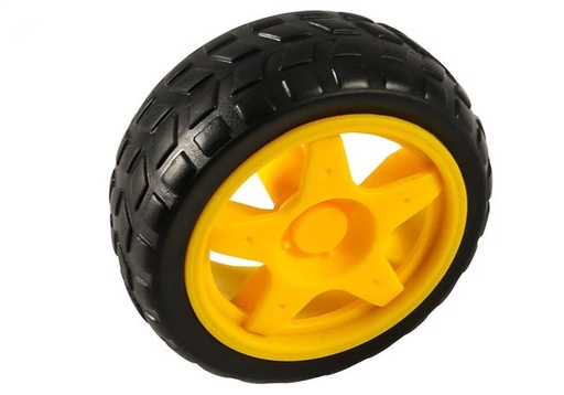 [W-66X26Y] Rueda de Plastico y Jebe para Robotica, color Negro/Amarrillo (W-66X26Y)