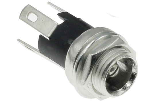 [DC026-21] Jack DC con Tuerca. Conector Hembra de Montaje en Panel, DC025M, 5.5x2.1mm (DC026-21)