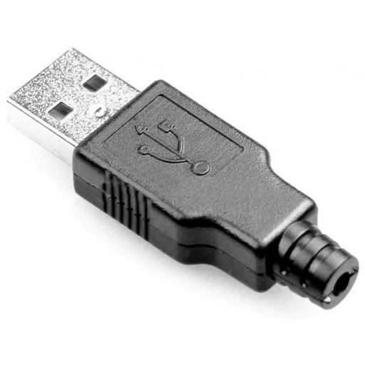 [USB-A] Conector USB 2.0 standard aereo macho con capucha (USB-A)