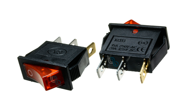 Interruptor Basculante KCD3 Rojo - Electronilab